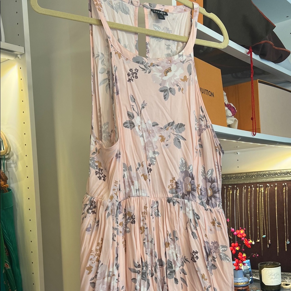 Torrid Backless Floral Dress - Soft Pink and Gray